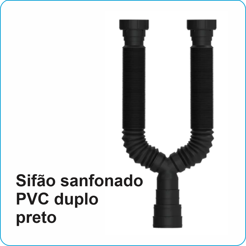 Sifão sanfonado duplo pvc preto