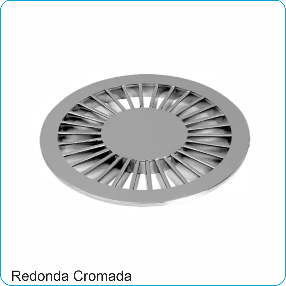 grelha pvc 100mm redonda cromada