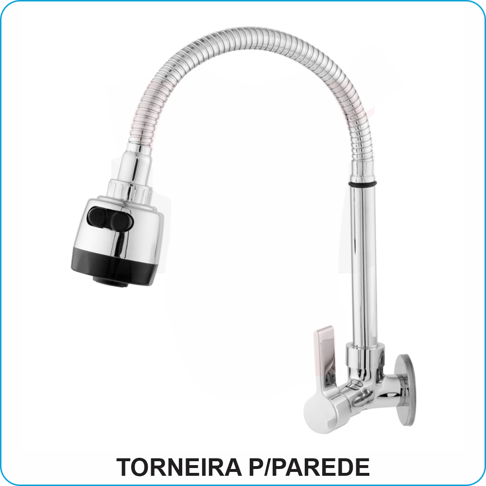 torneira cozinha parede cromada